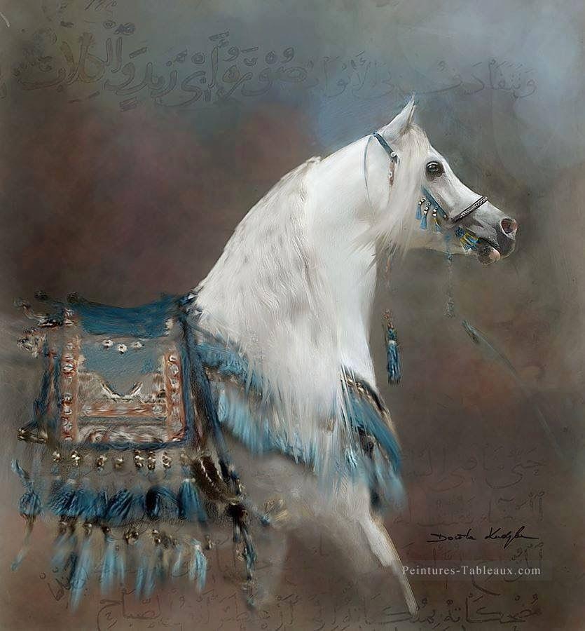animal arabe de cheval blanc Peintures à l'huile